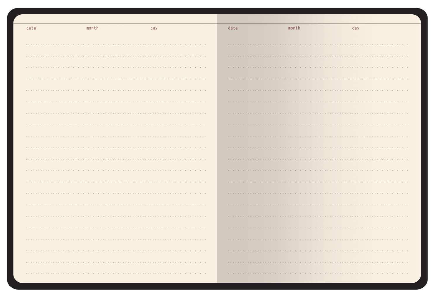 A6 vegan leather daily planner with a Forest Flowers cover and gilded page edges, detail view