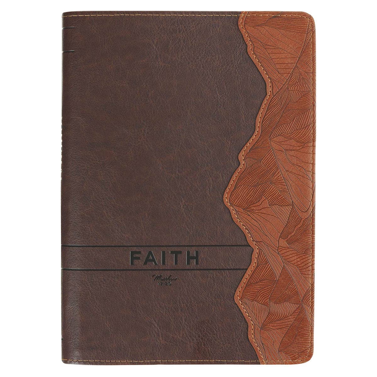 Faith chestnut brown faux leather zip journal with Matthew 17:20