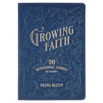 Growing Faith gift book in dark blue faux leather with wildlife and floral artwork