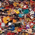 Completed Garage Band 1,000-piece jigsaw puzzle: a collage of electric and acoustic guitars, basses and amplifiers
