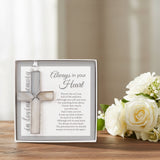 Always In Your Heart Sympathy Gray Glass Cross