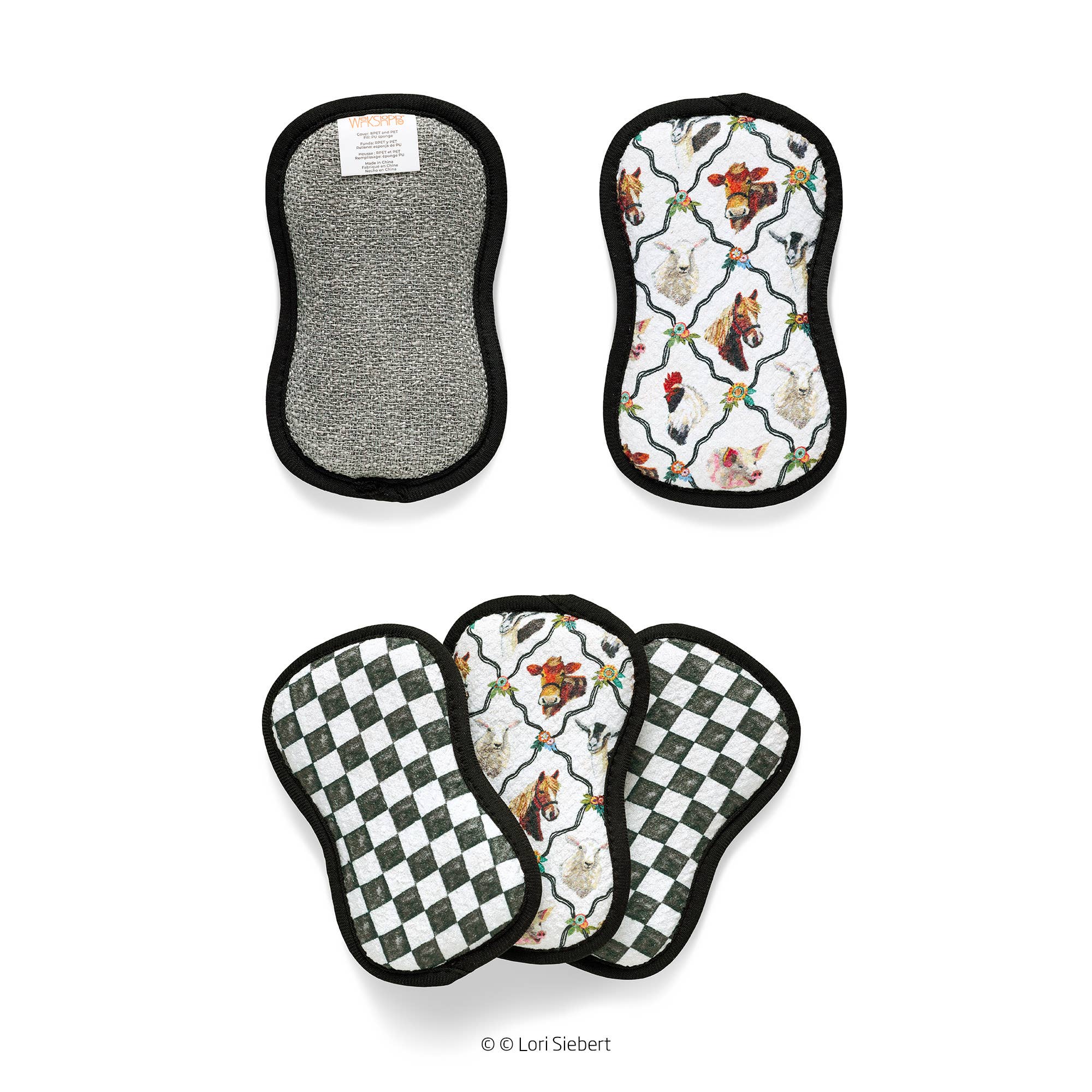 At The Farm dual-sided microfiber scrubbies set of 4