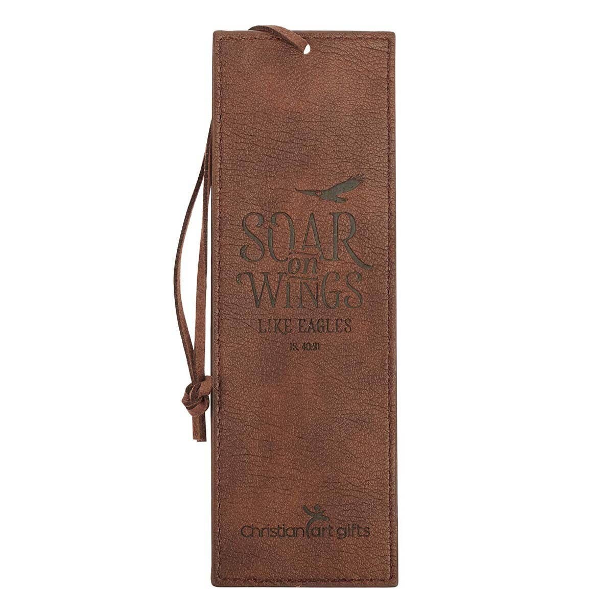 Soar on Wings faux leather bookmark, heat-debossed nature design detail