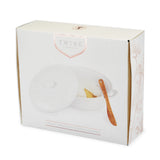 Twine Ceramic Brie Baker with Acacia Wood Spreader Set