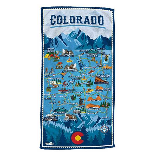 Colorado Map Beach Towel - 39 North CO 