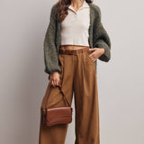 Chunky Soft-Touch Knit Cardigan in Olive – 11