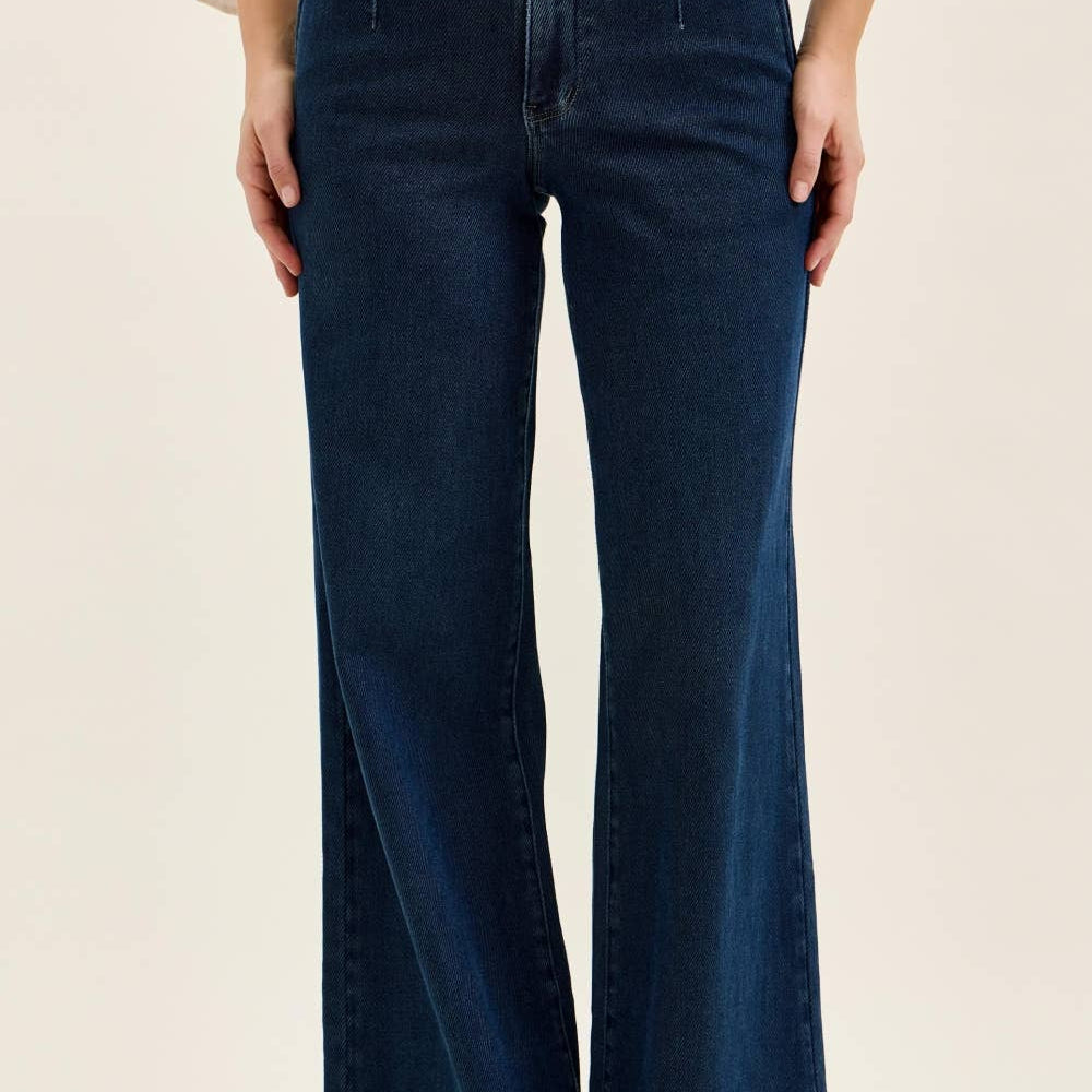 Judy Blue LUX Retro high waist wide leg jeans in Nightfall Blue wash