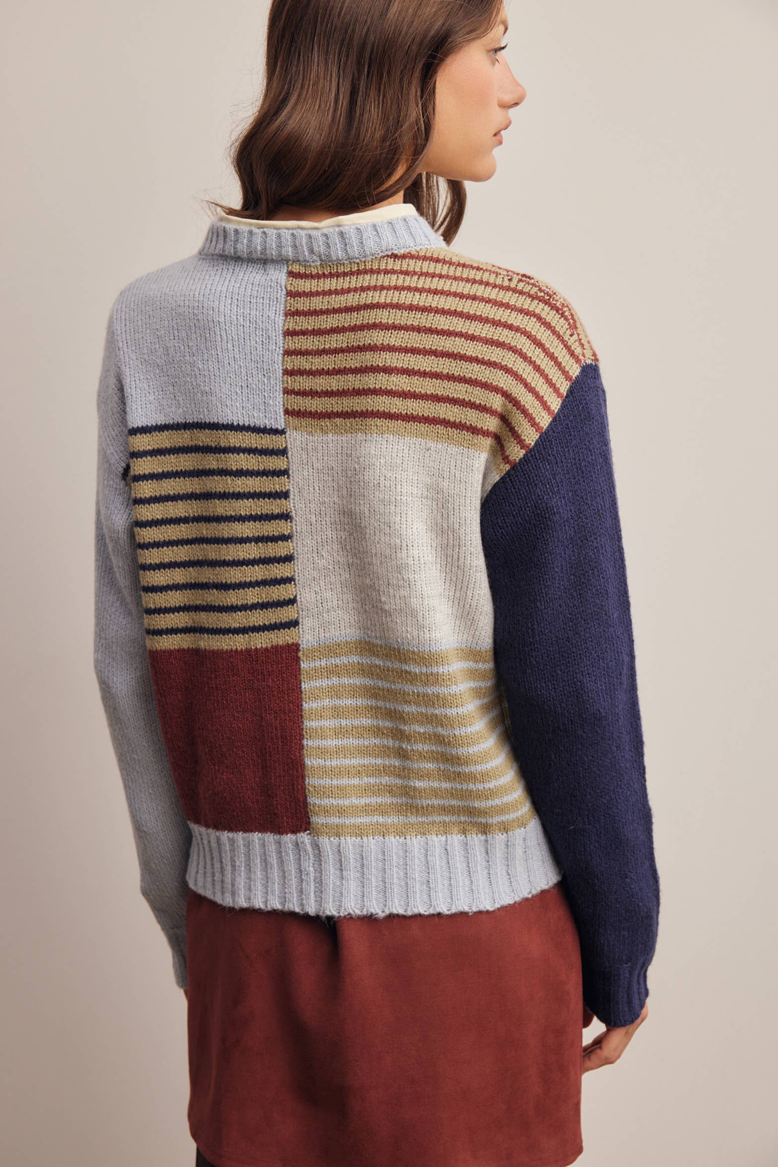 Colorblock Mixed Stripe Sweater in Blue Multi – 6