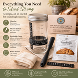Sourdough Starter Jar Kit — Glass Jar, Spatula, Feeding Tracker & Dual Lids