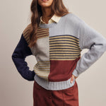 Colorblock Mixed Stripe Sweater in Blue Multi – 1