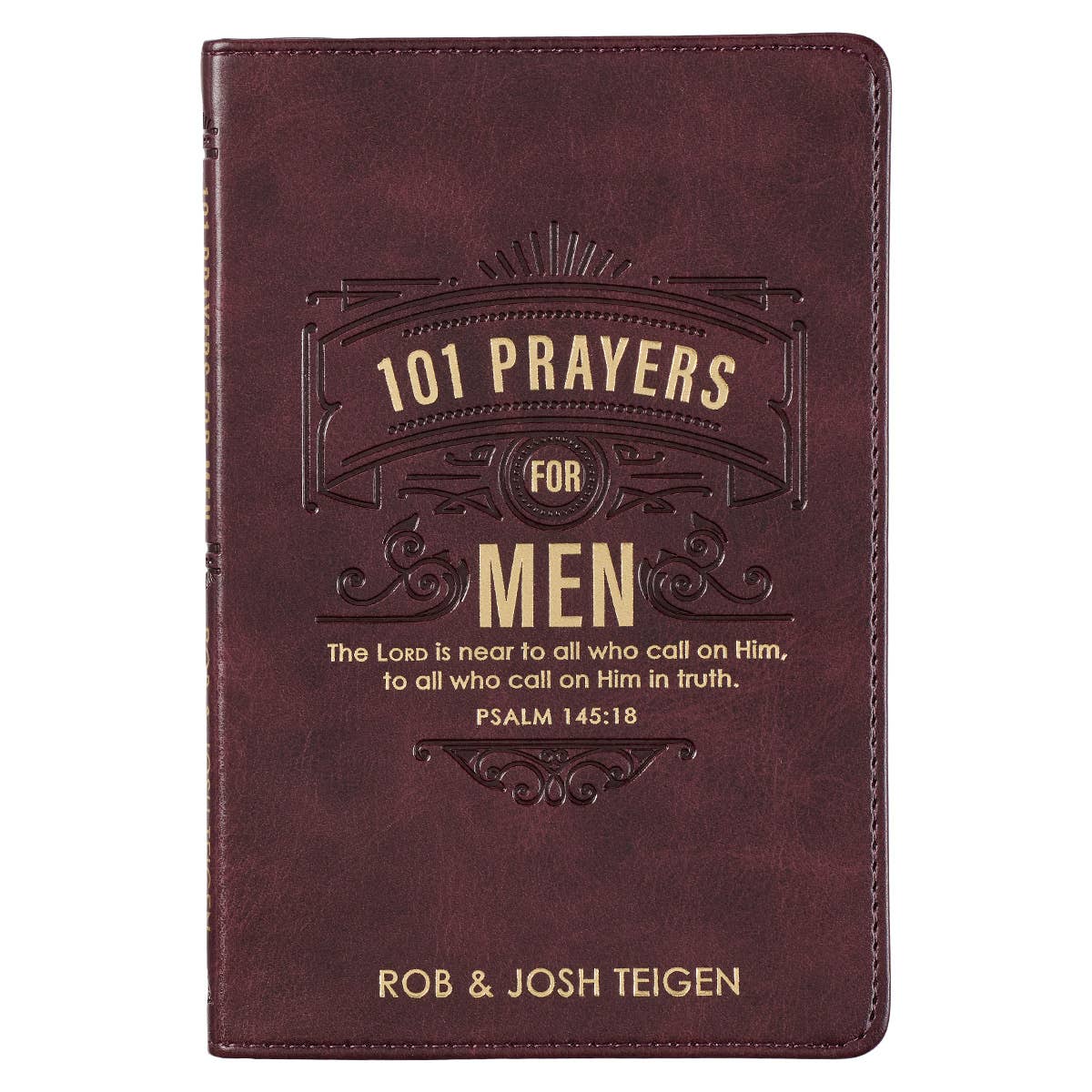 101 Prayers for Men brown faux leather gift book with gold-foiled title