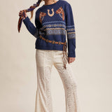 Western Horse & Horseshoe Sweater in Navy – 11