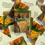 Campfire conversation cards in printed tin