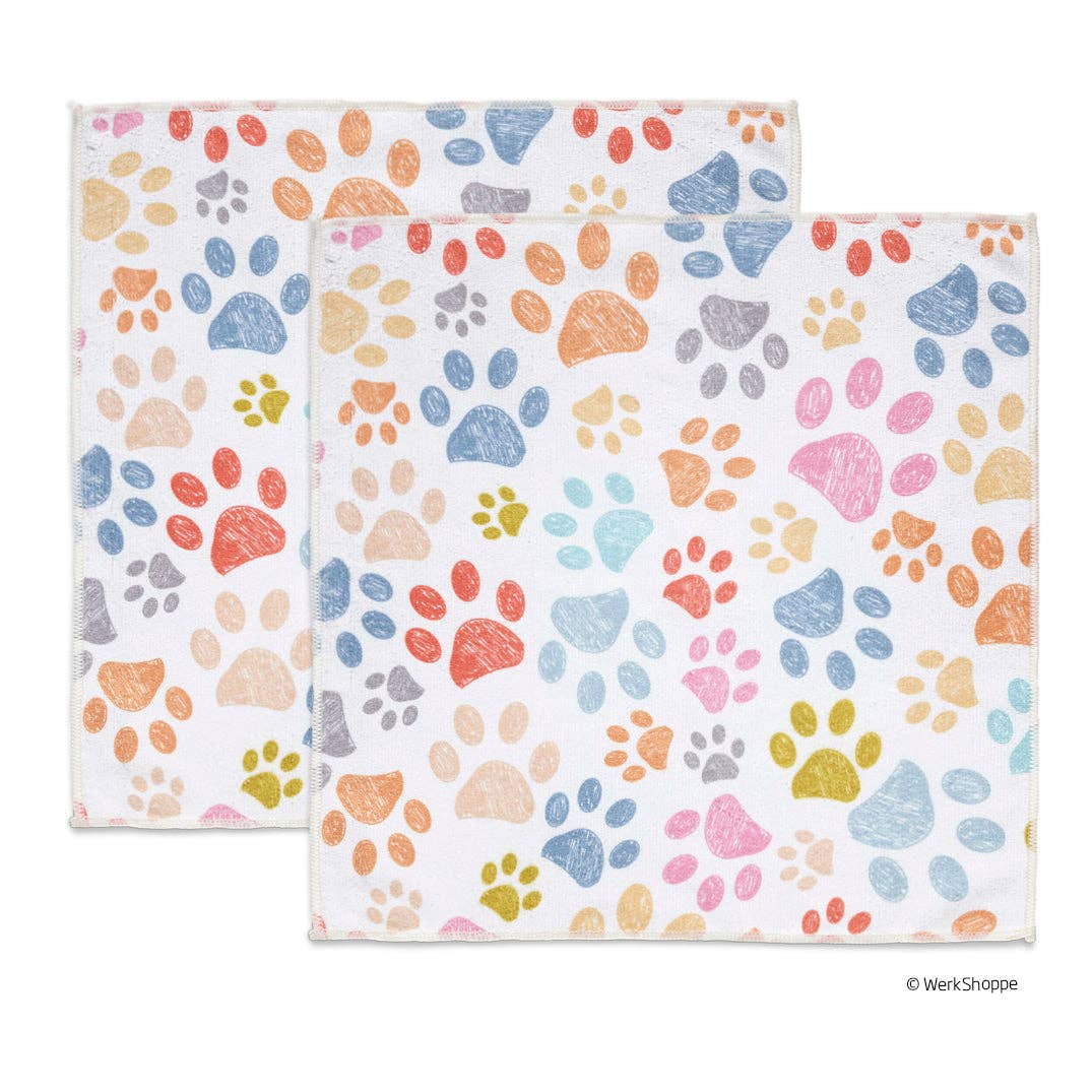 Colorful paw print microfiber dog paw towels
