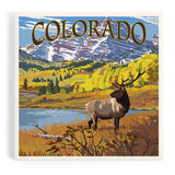 Colorado Maroon Bells and Elk Ceramic Coaster