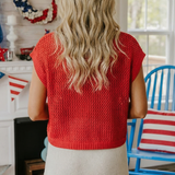 Flag Graphic Short Sleeve Sweater Top