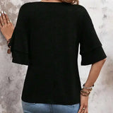 Black Short Sleeve Loose Fit Casual Basic T Shirt