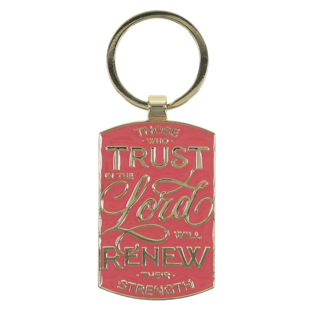 Those Who Trust in the Lord gold and coral medallion keychain with Isaiah 40:31