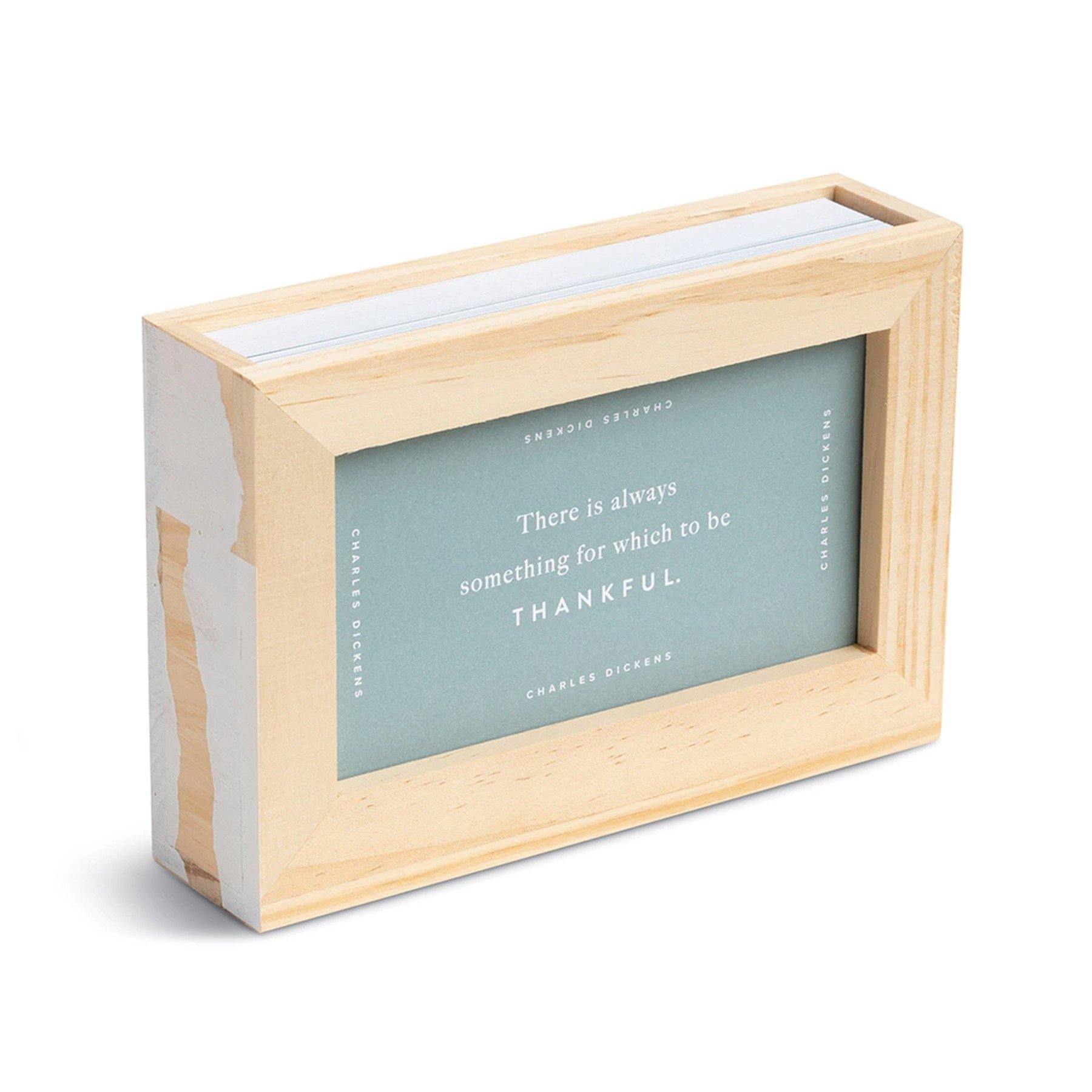 Welcome Gratitude weekly inspiration card set in wood display box