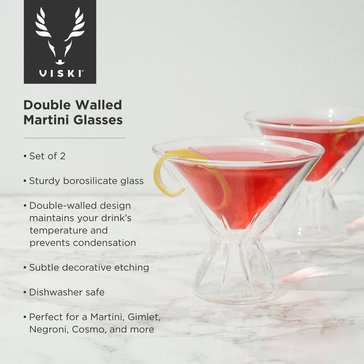 Double Walled Stemless Martini Glasses - 39 North CO 