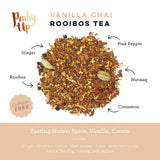Pinky Up Vanilla Chai Rooibos Tea, Caffeine-Free Full Leaf Tea, 15 Sachets