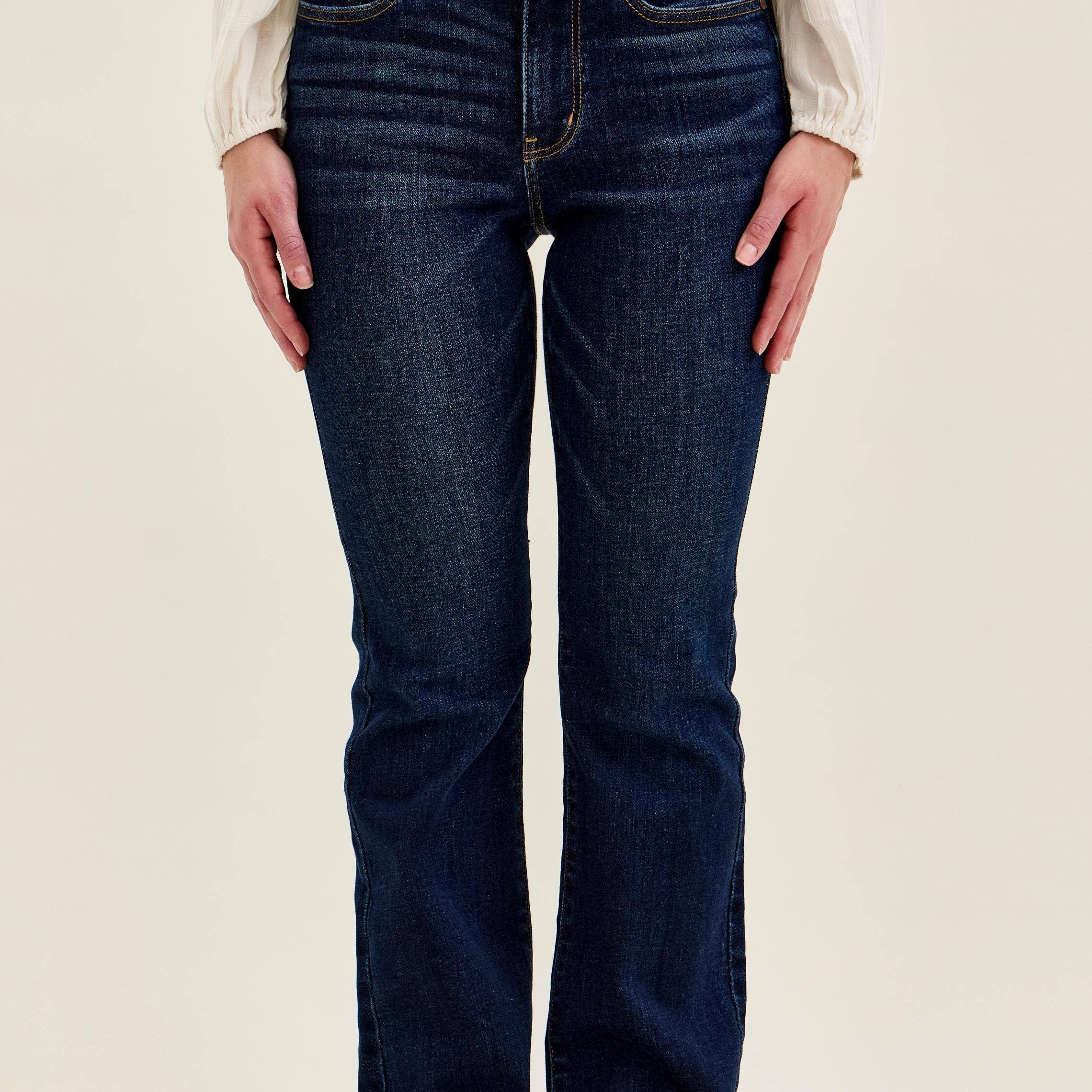 Judy Blue petite mid-rise bootcut jeans in dark wash
