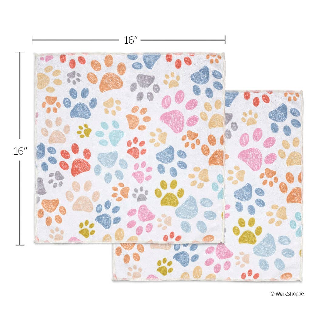 Colorful paw print microfiber dog paw towels, view 3