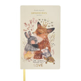 A5 vegan leather daily planner with gilded page edges and a ribbon marker, detail view