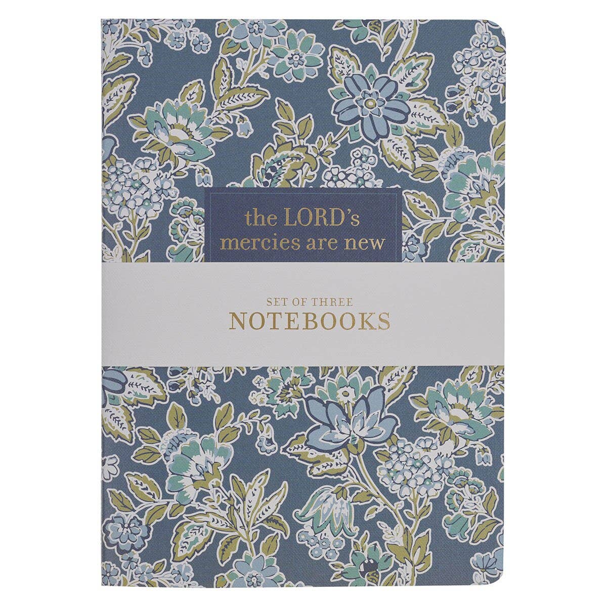 Morning Mercies notebook set of 3 with blue and green floral designs