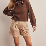 Contrast Trim Bouclé Sweater in Mocha – 5