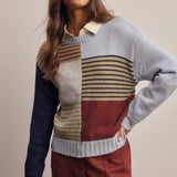 Colorblock Mixed Stripe Sweater in Blue Multi – 2