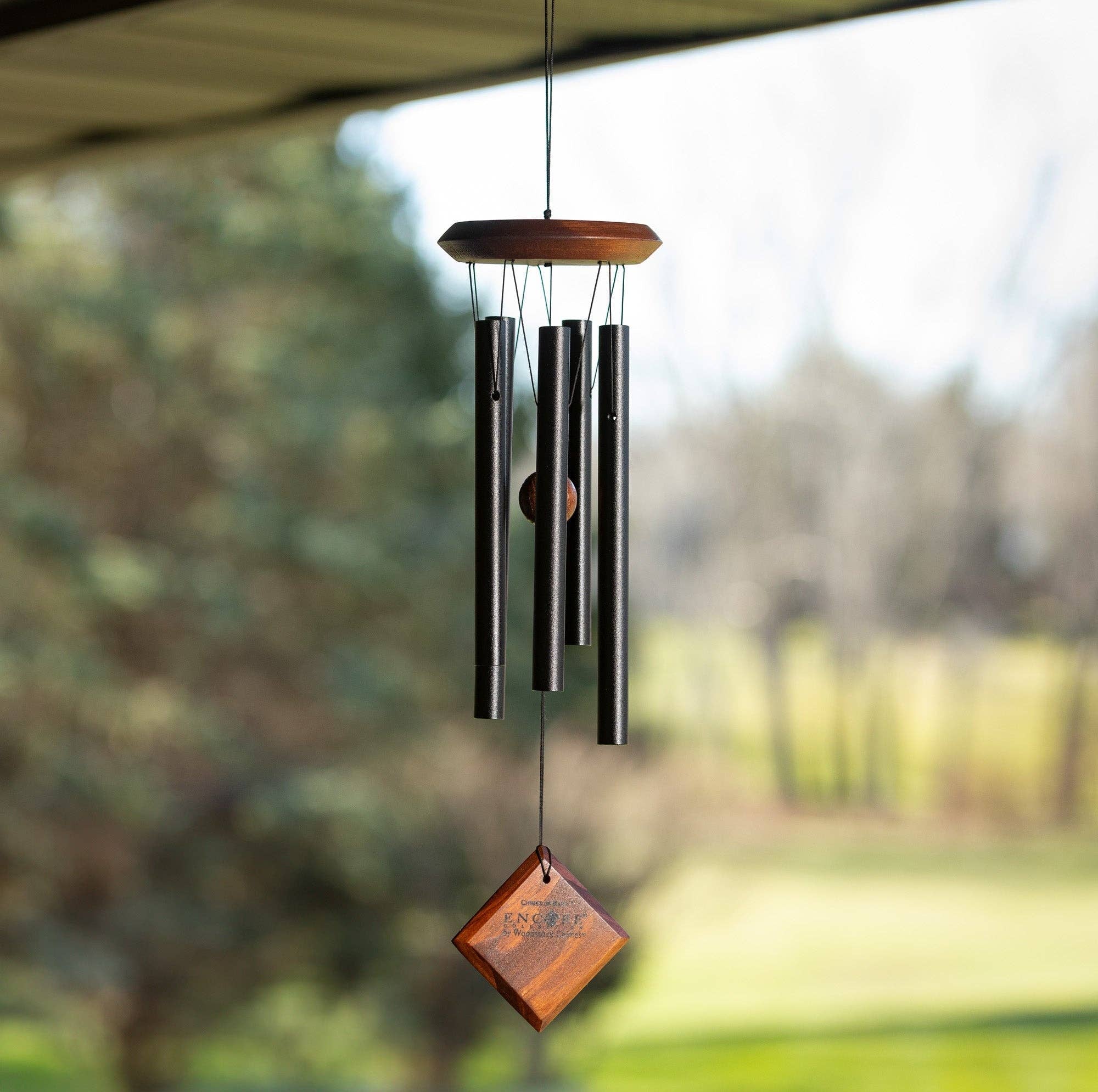 Chimes of Mars black and teak wind chime, detail