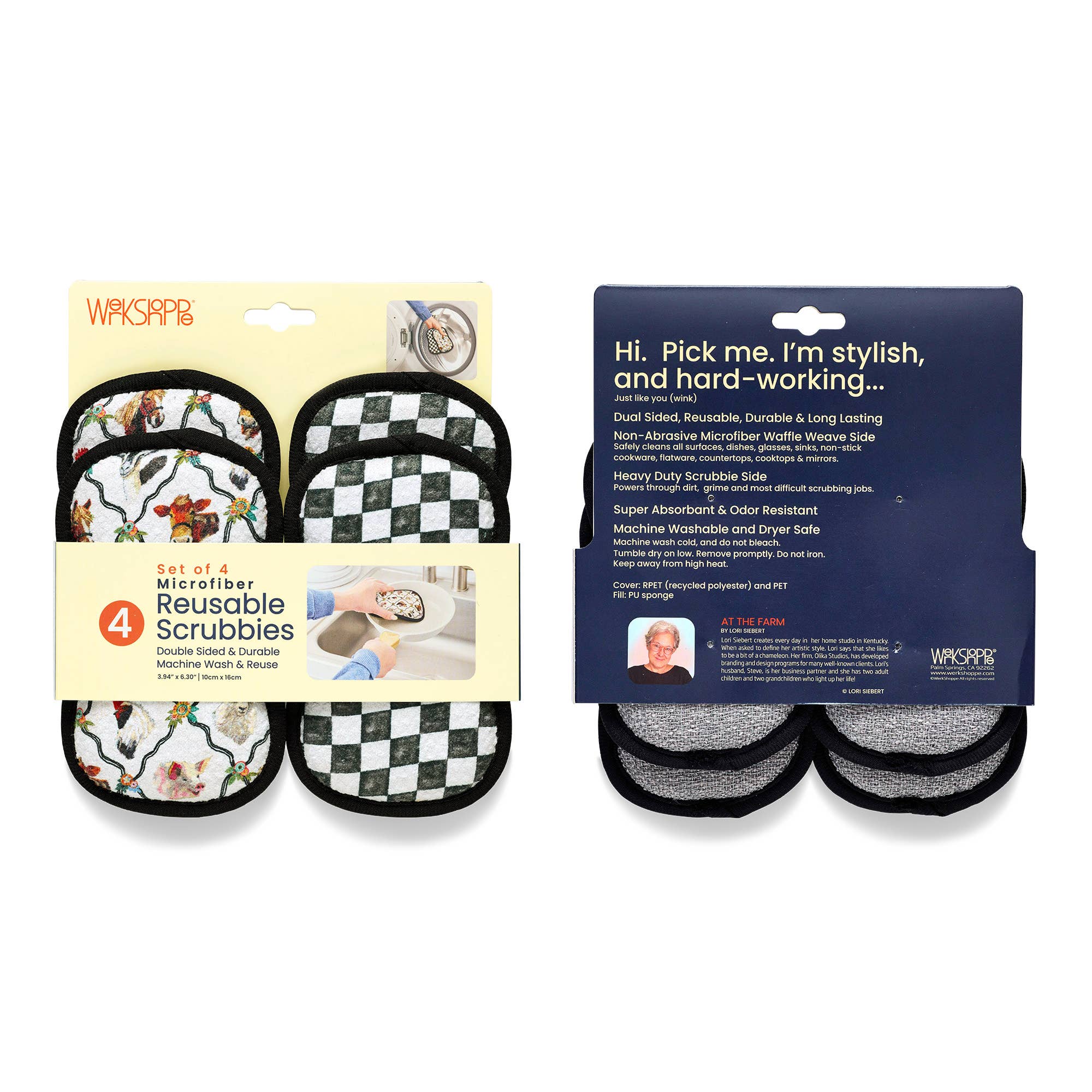 At The Farm dual-sided microfiber scrubbies set of 4, view 4