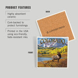 Colorado Maroon Bells and Elk Ceramic Coaster