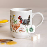 Hand-painted chickens ceramic mug