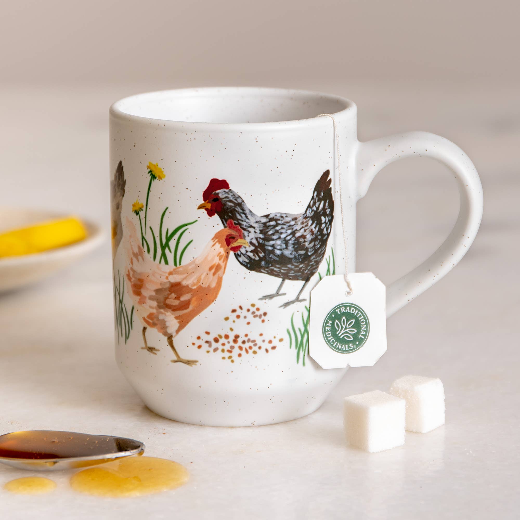 Hand-painted chickens ceramic mug