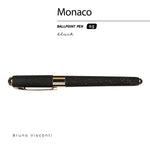 Monaco soft-touch ballpoint pen in black with gold glitter, detail view
