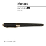 Monaco soft-touch ballpoint pen in black with gold glitter, detail view