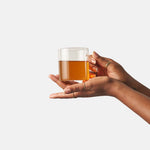 Oversized compostable tea bag used in Big Heart Tea blends
