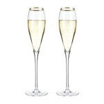 Viski Gold-Rimmed Crystal Champagne Flutes, Set of 2