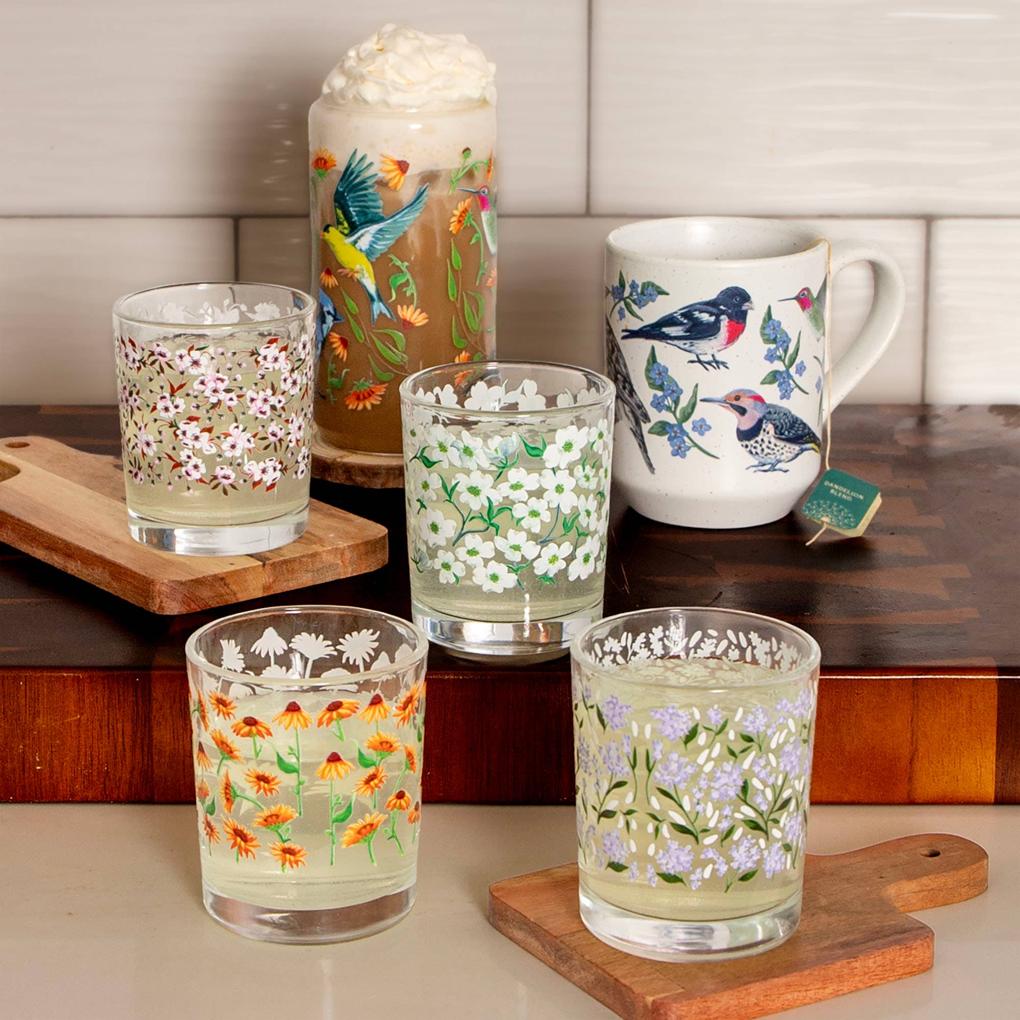 Feathered Friends birds speckled ceramic mug, view 5 of 6
