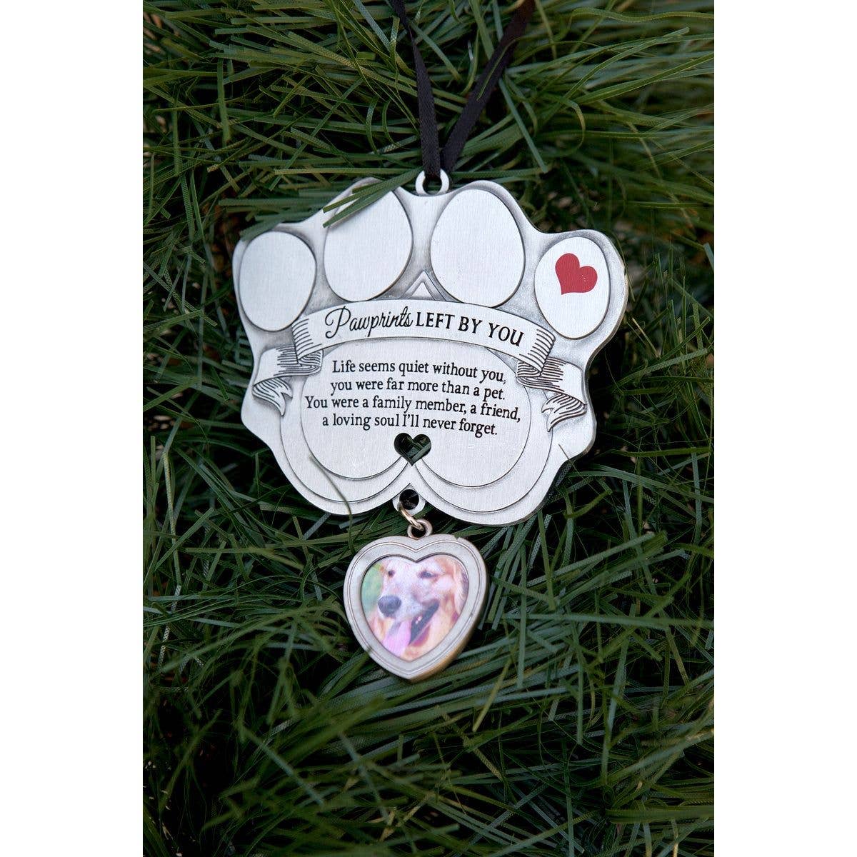 Pawprints Left by You pet memorial tag ornament with poem card