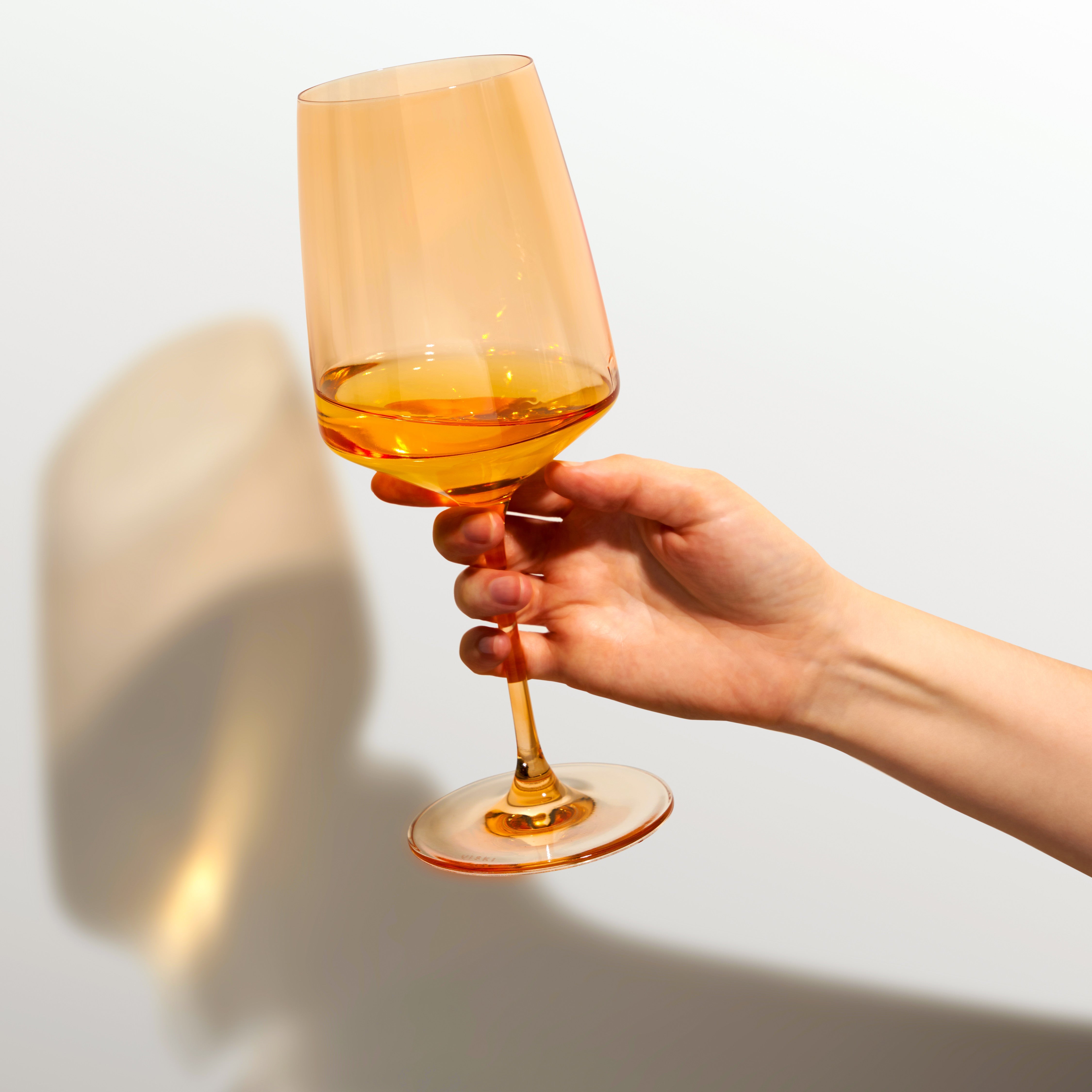 Viski Reserve Nouveau Crystal Wine Glasses, Topaz