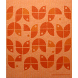 Swedish Dishcloth Geo Flowers Orange on Orange