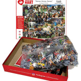 Horses, Horses, Horses puzzle box opened with bagged pieces and the finished image on the lid