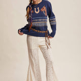 Western Horse & Horseshoe Sweater in Navy – 9