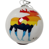 Colorado Moose Multicolor Hand Painted Glass Ornament