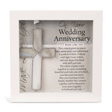Wedding Anniversary Gift Framed Gray Glass Cross 4491SGFR