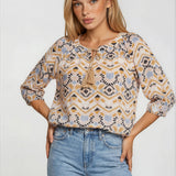 Bohemian geometric print top