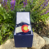 Colorado Flag Hand Painted Glass Ornament